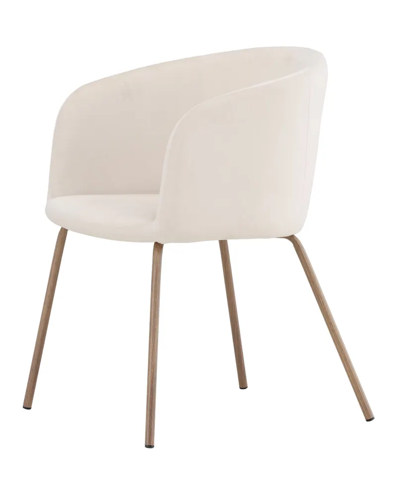 Berit Esszimmerstuhl mit Stoffbezug in Beige, Gestell Walnuss, Polyester-Samt, Ansicht 7