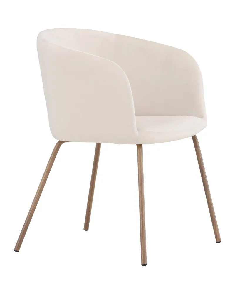 Berit Esszimmerstuhl mit Stoffbezug in Beige, Gestell Walnuss, Polyester-Samt, Ansicht 12