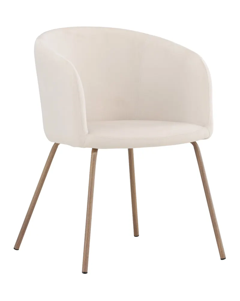 Berit Esszimmerstuhl mit Stoffbezug in Beige, Gestell Walnuss, Polyester-Samt, Ansicht 3