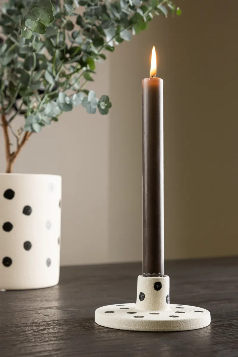 Bette Kerzenständer aus glasiertem Steinzeug mit Tülle in Ø 12 cm, Weiß, im Wohnraum, Ansicht 1