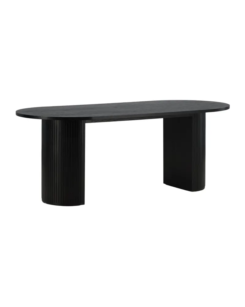 Bianca ovaler Esstisch 200 × 90 cm in Schwarz, Ansicht 12