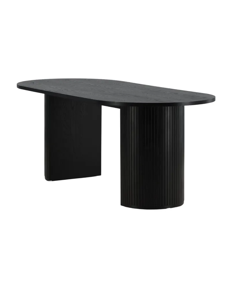 Bianca ovaler Esstisch 200 × 90 cm in Schwarz, Ansicht 9