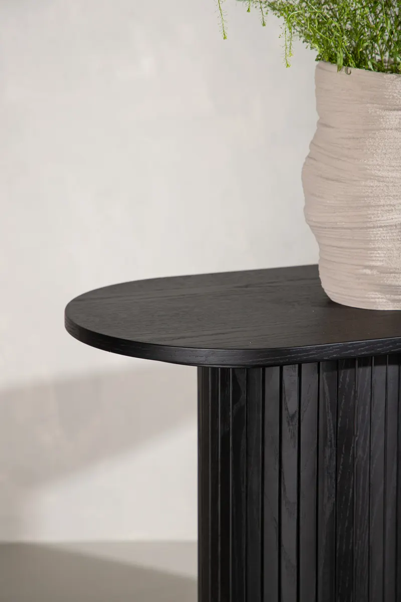 Bianca Konsolentisch 130 × 40 cm in Schwarz, im Wohnraum, Ansicht 2