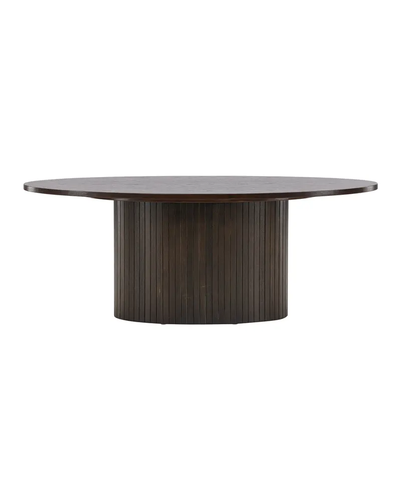Bianca ovaler Couchtisch 120 × 55 cm mit gerilltem Sockel