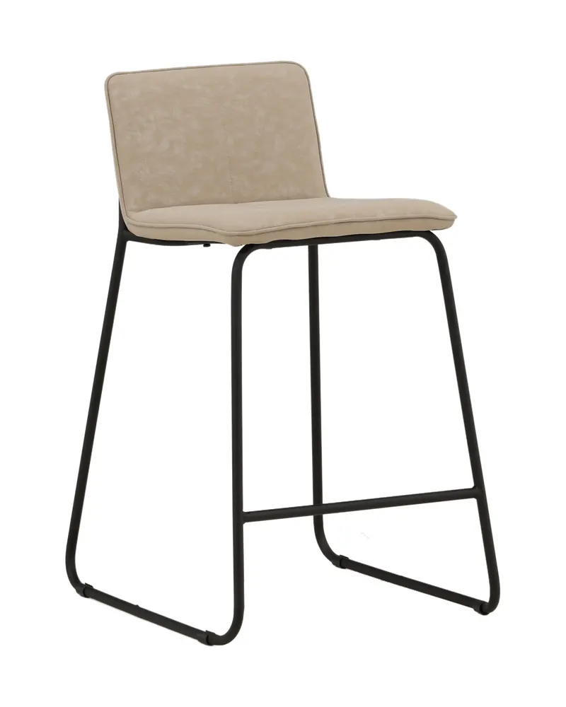 Bisbee Barhocker im 2er-Set mit Kufengestell in Beige, Gestell Schwarz, Mikrofaser, Ansicht 1