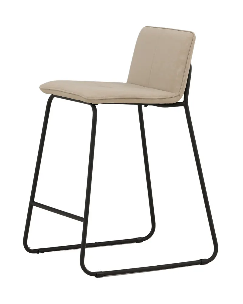 Bisbee Barhocker im 2er-Set mit Kufengestell in Beige, Gestell Schwarz, Mikrofaser, Ansicht 10