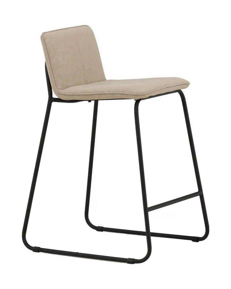 Bisbee Barhocker im 2er-Set mit Kufengestell in Beige, Gestell Schwarz, Mikrofaser, Ansicht 3