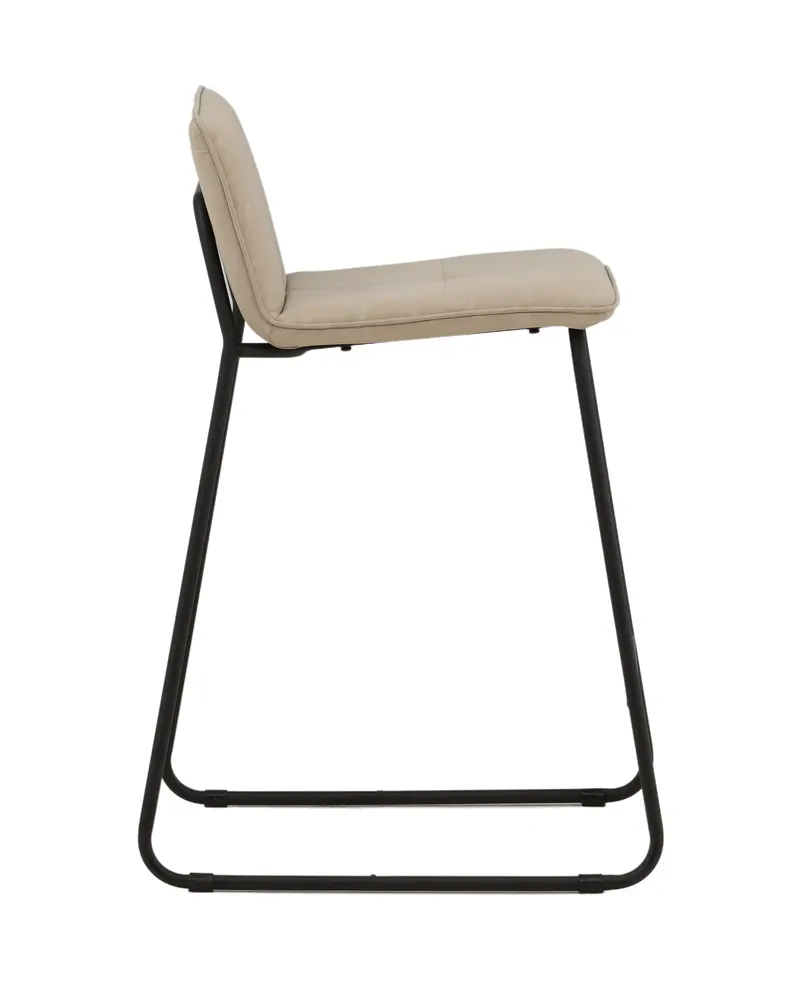 Bisbee Barhocker im 2er-Set mit Kufengestell in Beige, Gestell Schwarz, Mikrofaser, Ansicht 4