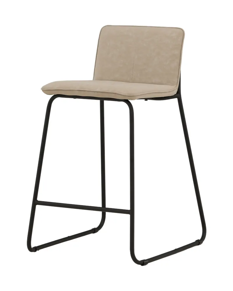 Bisbee Barhocker im 2er-Set mit Kufengestell in Beige, Gestell Schwarz, Mikrofaser, Ansicht 5
