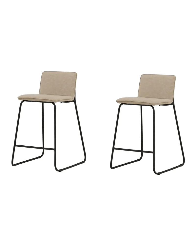 Bisbee Barhocker im 2er-Set mit Kufengestell in Beige, Gestell Schwarz, Mikrofaser, Ansicht 6
