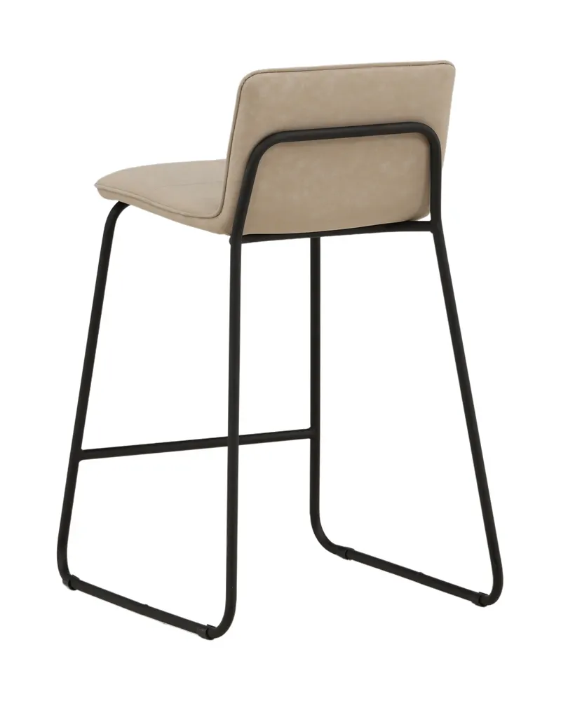 Bisbee Barhocker im 2er-Set mit Kufengestell in Beige, Gestell Schwarz, Mikrofaser, Ansicht 7