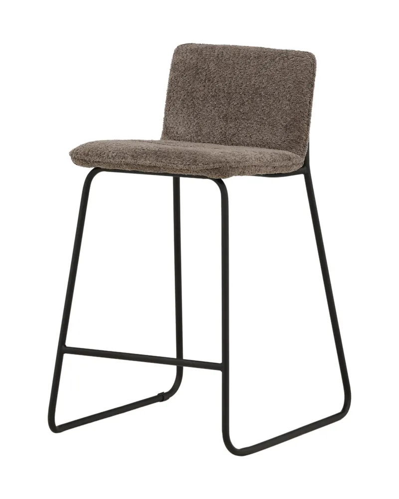 Bisbee Barhocker im 2er-Set mit Kufengestell in Dunkelgrau, Gestell Schwarz, Mikrofaser, Ansicht 1
