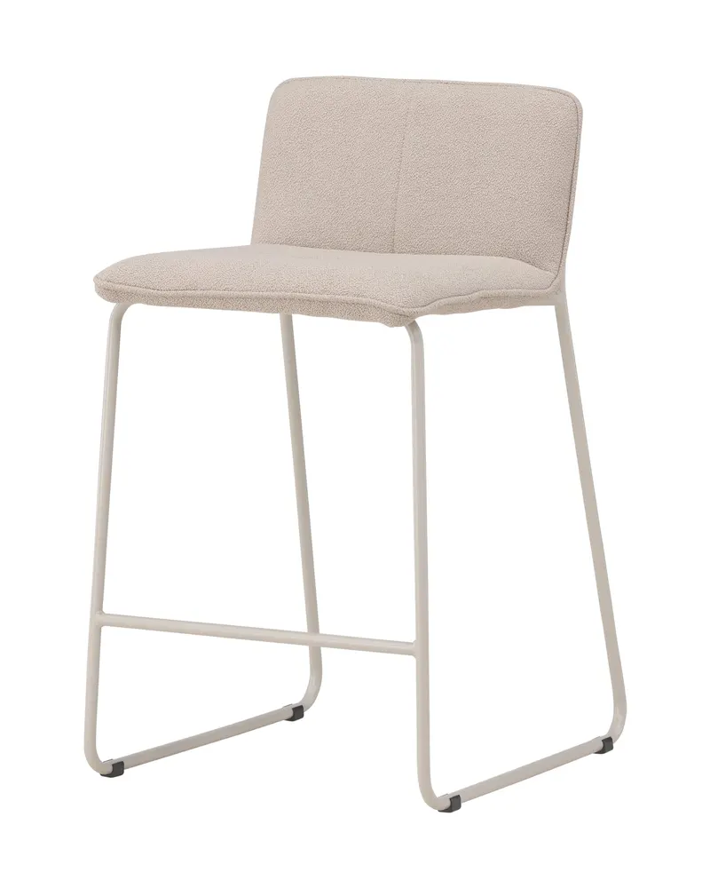 Bisbee Barhocker im 2er-Set mit Kufengestell, Bouclé oder Mikrofaser, Beige