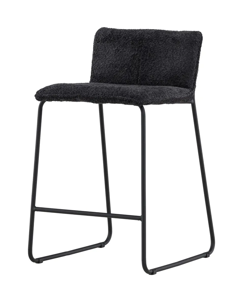 Bisbee Barhocker im 2er-Set mit Kufengestell in Schwarz, Bouclé, Ansicht 1