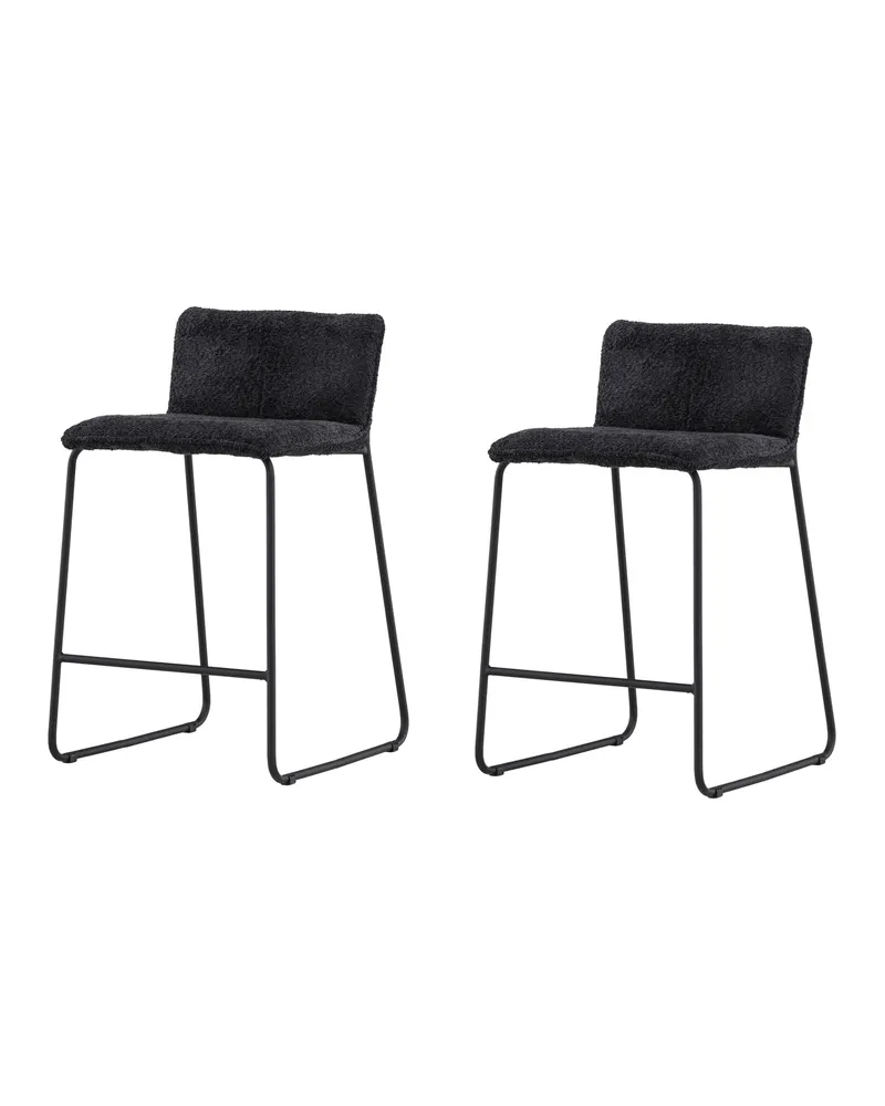 Bisbee Barhocker im 2er-Set mit Kufengestell in Schwarz, Bouclé, Ansicht 2