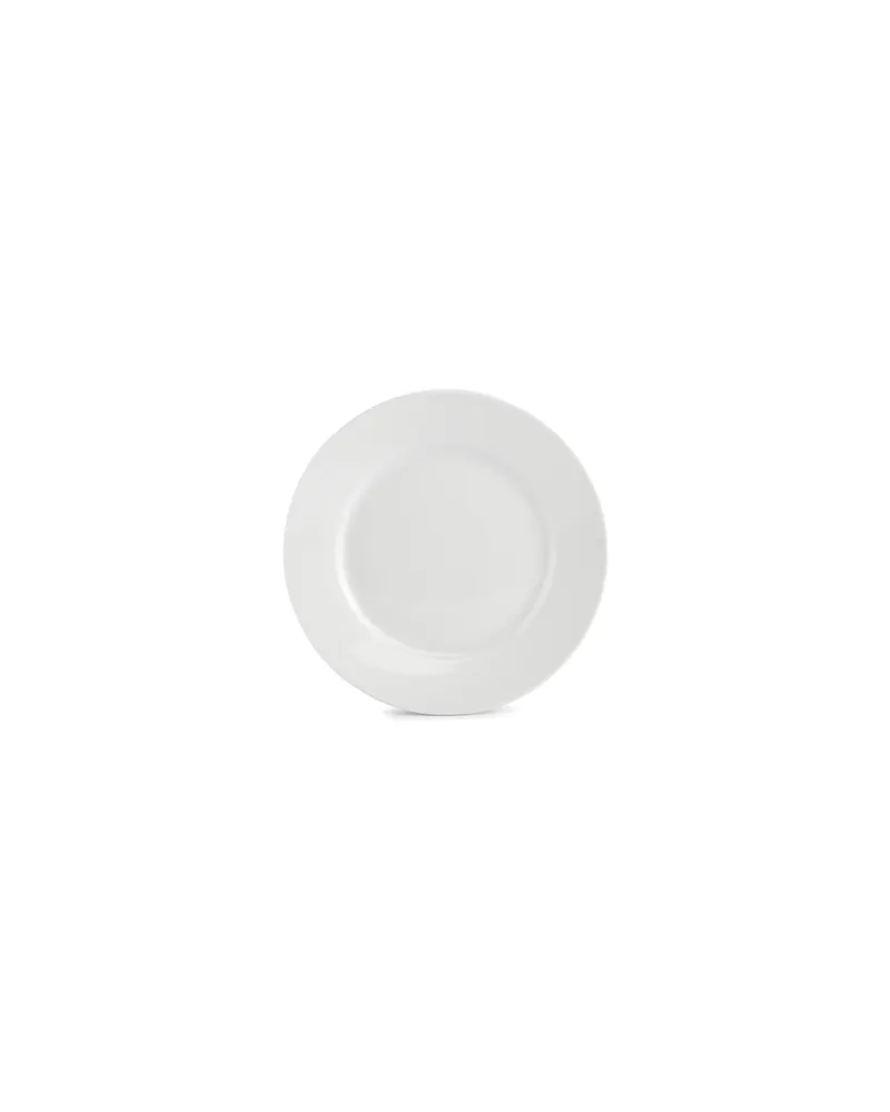 Bistro Teller aus weißem Porzellan, auch schwarz gerandet, Weiß