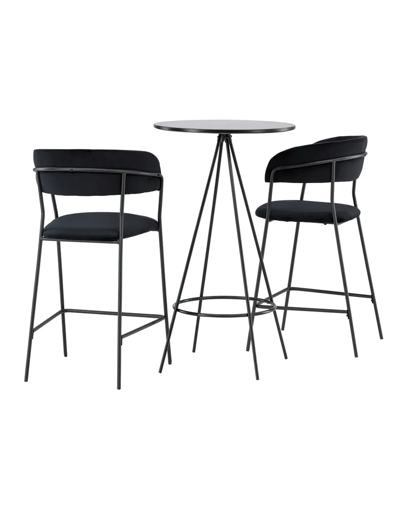 Bistro & Lui Essgruppe mit rundem Bartisch und zwei Samt-Barhockern, Ansicht 9