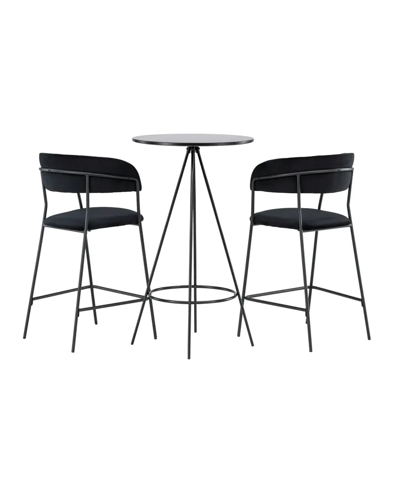 Bistro & Lui Essgruppe mit rundem Bartisch und zwei Samt-Barhockern, Ansicht 10