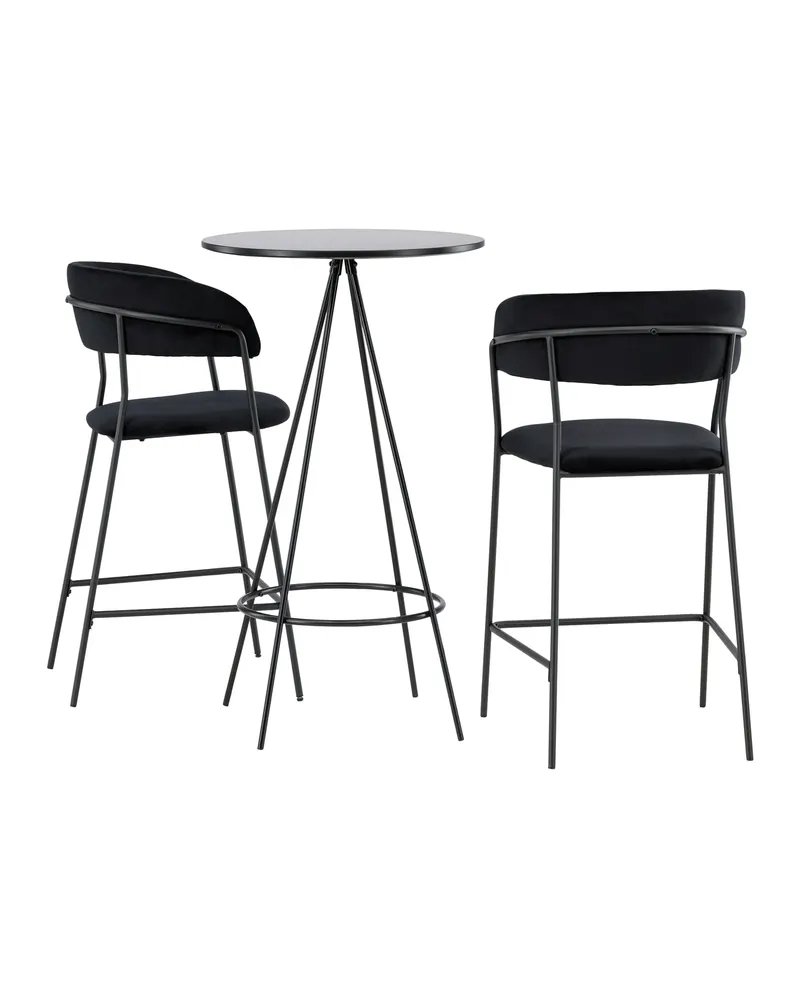 Bistro & Lui Essgruppe mit rundem Bartisch und zwei Samt-Barhockern, Ansicht 11