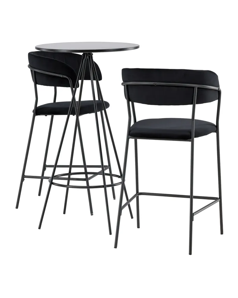 Bistro & Lui Essgruppe mit rundem Bartisch und zwei Samt-Barhockern, Ansicht 12