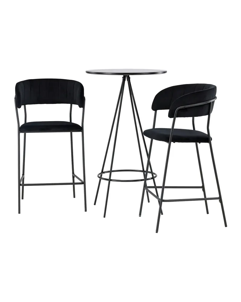 Bistro & Lui Essgruppe mit rundem Bartisch und zwei Samt-Barhockern, Ansicht 5