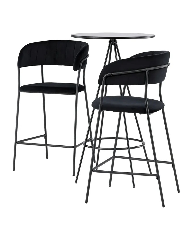 Bistro & Lui Essgruppe mit rundem Bartisch und zwei Samt-Barhockern, Ansicht 6