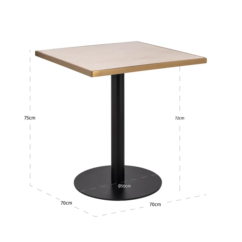 Bistrotisch Brazza, Beige, 70 × 70 cm von Richmond Interiors, Maßzeichnung 5