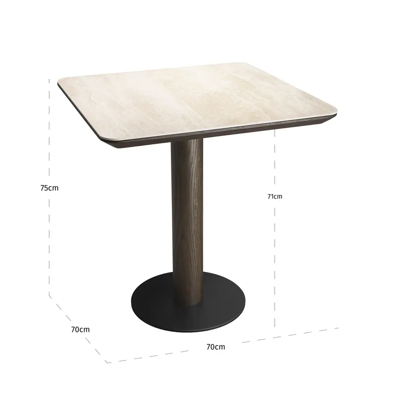 Bistrotisch Ritz, Braun, 70 × 70 cm von Richmond Interiors, Maßzeichnung 6
