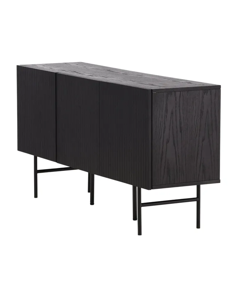 Björkön Sideboard mit Rillentüren in 42 × 75 × 150 cm, Schwarz, Ansicht 9