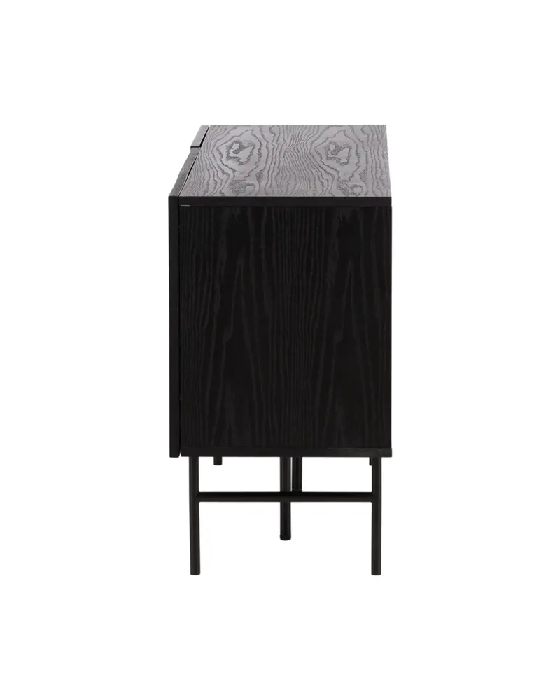 Björkön Sideboard mit Rillentüren in 42 × 75 × 150 cm, Schwarz, Ansicht 10