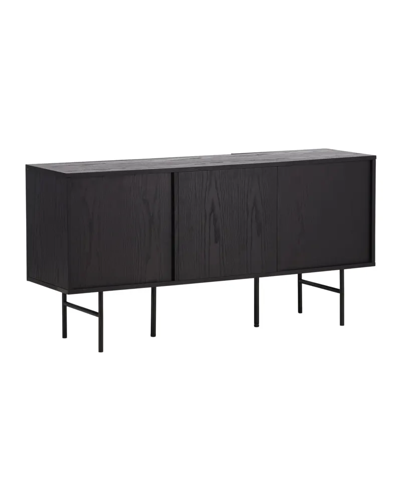 Björkön Sideboard mit Rillentüren in 42 × 75 × 150 cm, Schwarz, Ansicht 11