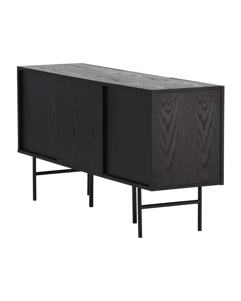 Björkön Sideboard mit Rillentüren in 42 × 75 × 150 cm, Schwarz, Ansicht 13