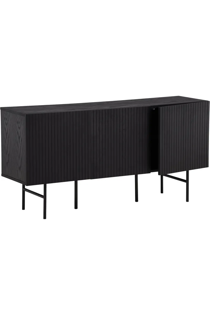 Björkön Sideboard mit Rillentüren in 42 × 75 × 150 cm, Schwarz, Ansicht 14
