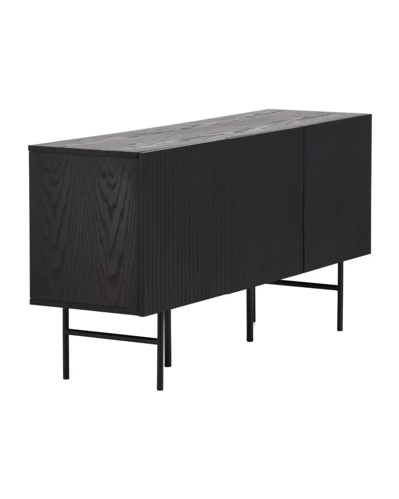 Björkön Sideboard mit Rillentüren in 42 × 75 × 150 cm, Schwarz, Ansicht 4