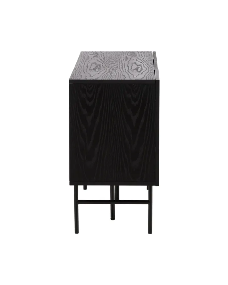 Björkön Sideboard mit Rillentüren in 42 × 75 × 150 cm, Schwarz, Ansicht 5