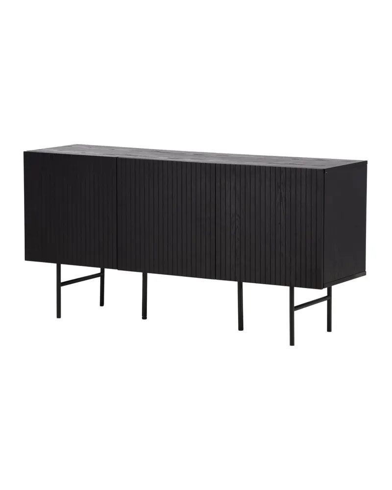 Björkön Sideboard mit Rillentüren in 42 × 75 × 150 cm, Schwarz, Ansicht 6
