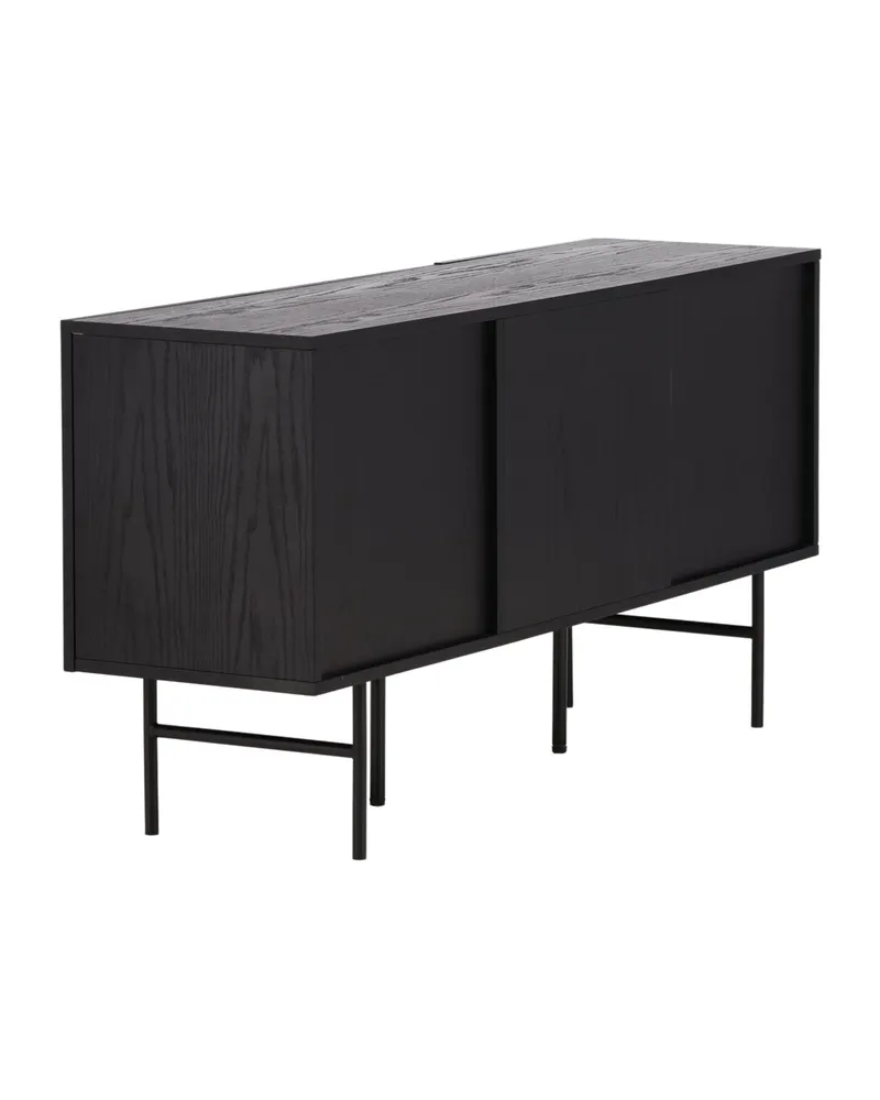 Björkön Sideboard mit Rillentüren in 42 × 75 × 150 cm, Schwarz, Ansicht 7