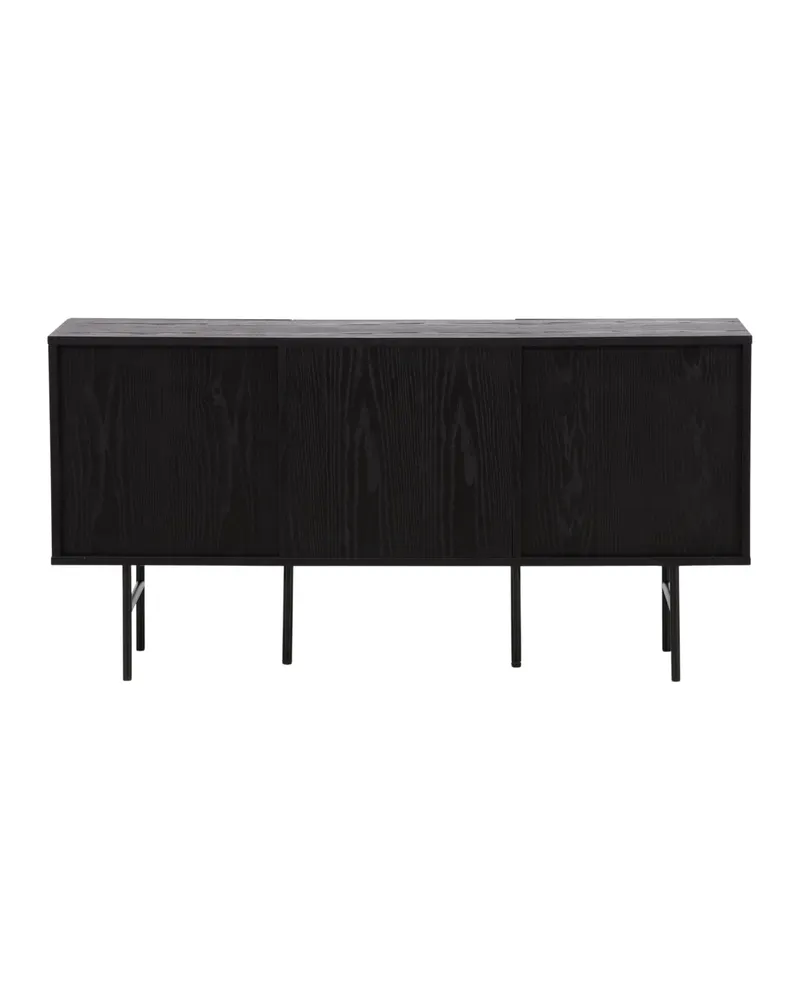 Björkön Sideboard mit Rillentüren in 42 × 75 × 150 cm, Schwarz, Ansicht 8