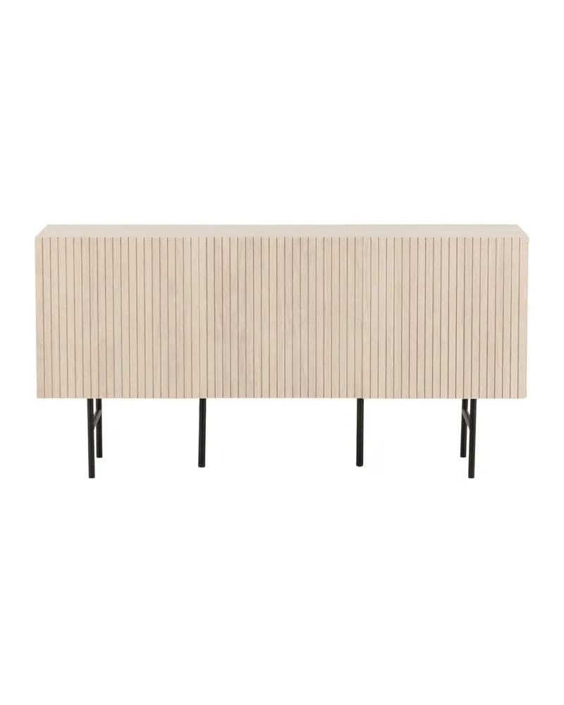 Björkön Sideboard mit Rillentüren in 42 × 75 × 150 cm, Whitewash, Gestell Schwarz, Ansicht 1