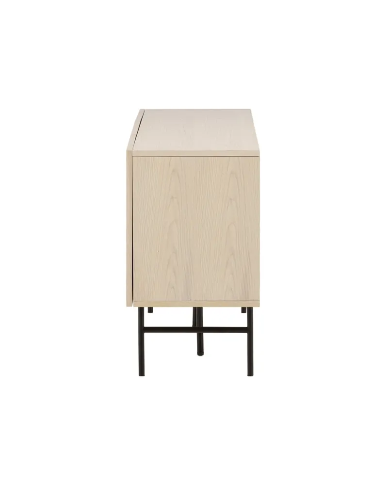 Björkön Sideboard mit Rillentüren in 42 × 75 × 150 cm, Whitewash, Gestell Schwarz, Ansicht 10