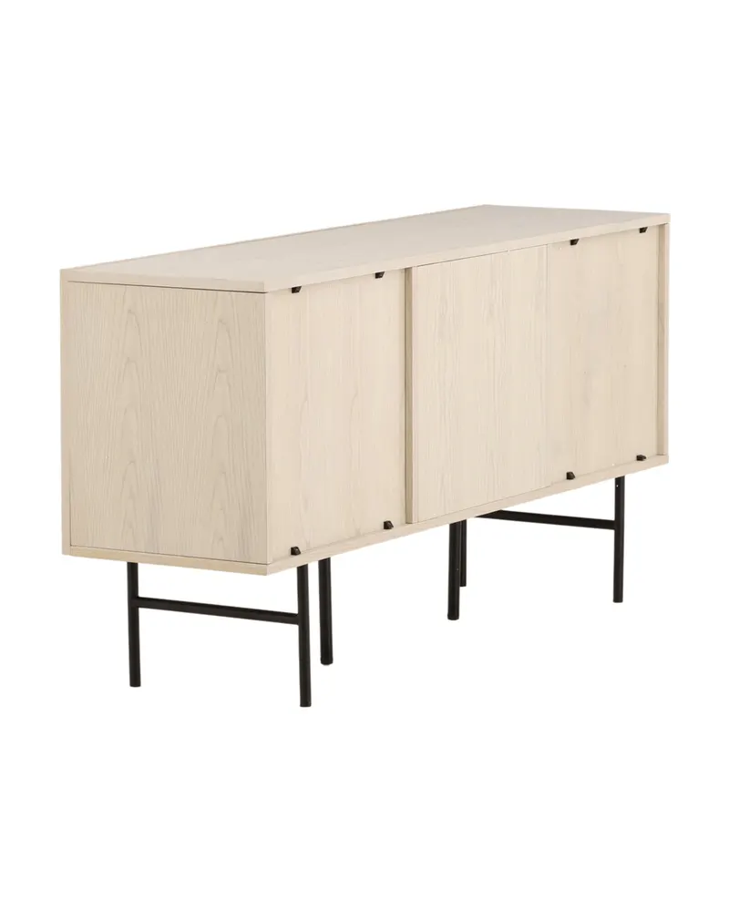 Björkön Sideboard mit Rillentüren in 42 × 75 × 150 cm, Whitewash, Gestell Schwarz, Ansicht 11
