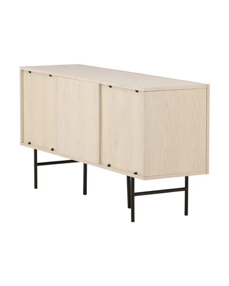 Björkön Sideboard mit Rillentüren in 42 × 75 × 150 cm, Whitewash, Gestell Schwarz, Ansicht 13