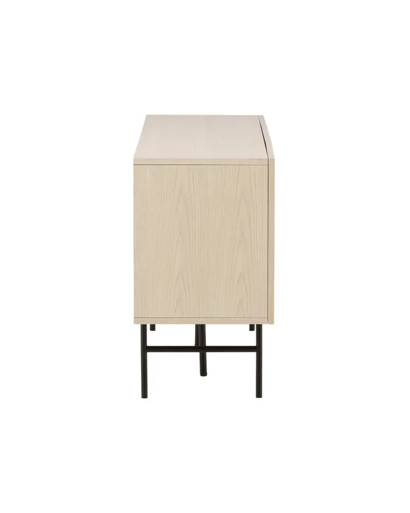 Björkön Sideboard mit Rillentüren in 42 × 75 × 150 cm, Whitewash, Gestell Schwarz, Ansicht 4