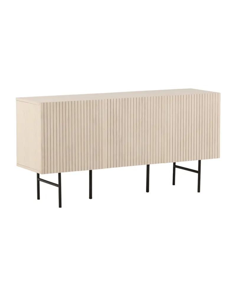 Björkön Sideboard mit Rillentüren in 42 × 75 × 150 cm, Whitewash, Gestell Schwarz, Ansicht 5