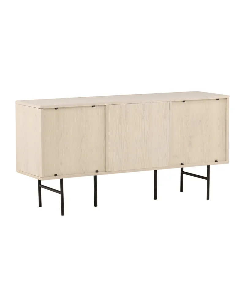 Björkön Sideboard mit Rillentüren in 42 × 75 × 150 cm, Whitewash, Gestell Schwarz, Ansicht 6