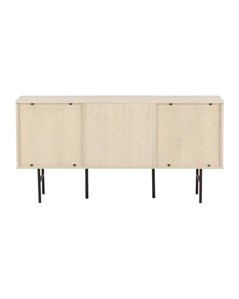 Björkön Sideboard mit Rillentüren in 42 × 75 × 150 cm, Whitewash, Gestell Schwarz, Ansicht 7