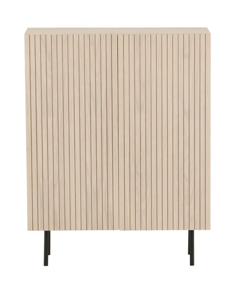 Björkön Sideboard mit Rillentüren in 30 × 103 × 80 cm, Whitewash, Gestell Schwarz, Ansicht 1