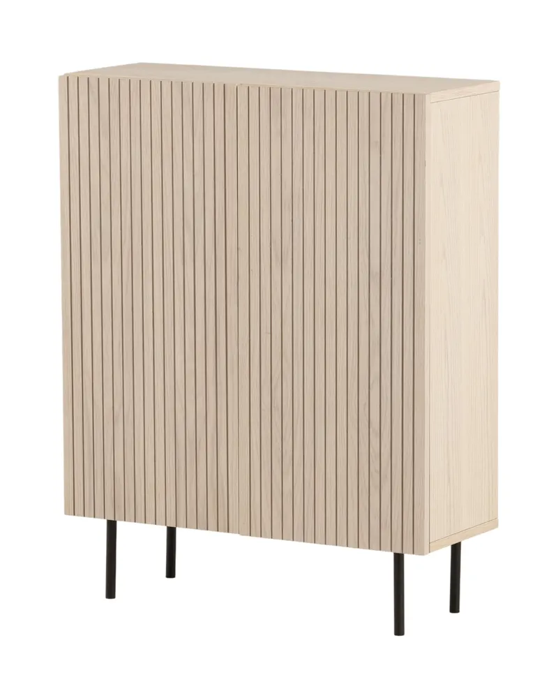 Björkön Sideboard mit Rillentüren in 30 × 103 × 80 cm, Whitewash, Gestell Schwarz, Ansicht 8