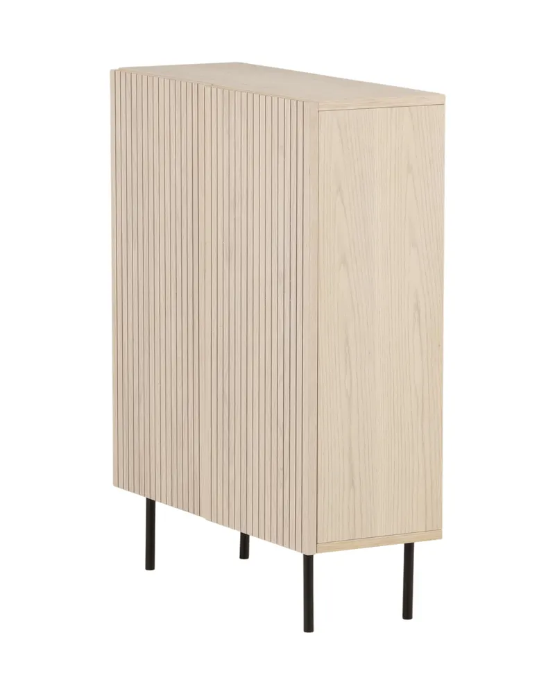 Björkön Sideboard mit Rillentüren in 30 × 103 × 80 cm, Whitewash, Gestell Schwarz, Ansicht 9
