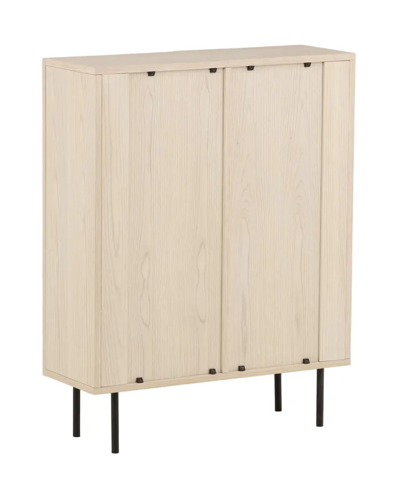Björkön Sideboard mit Rillentüren in 30 × 103 × 80 cm, Whitewash, Gestell Schwarz, Ansicht 11